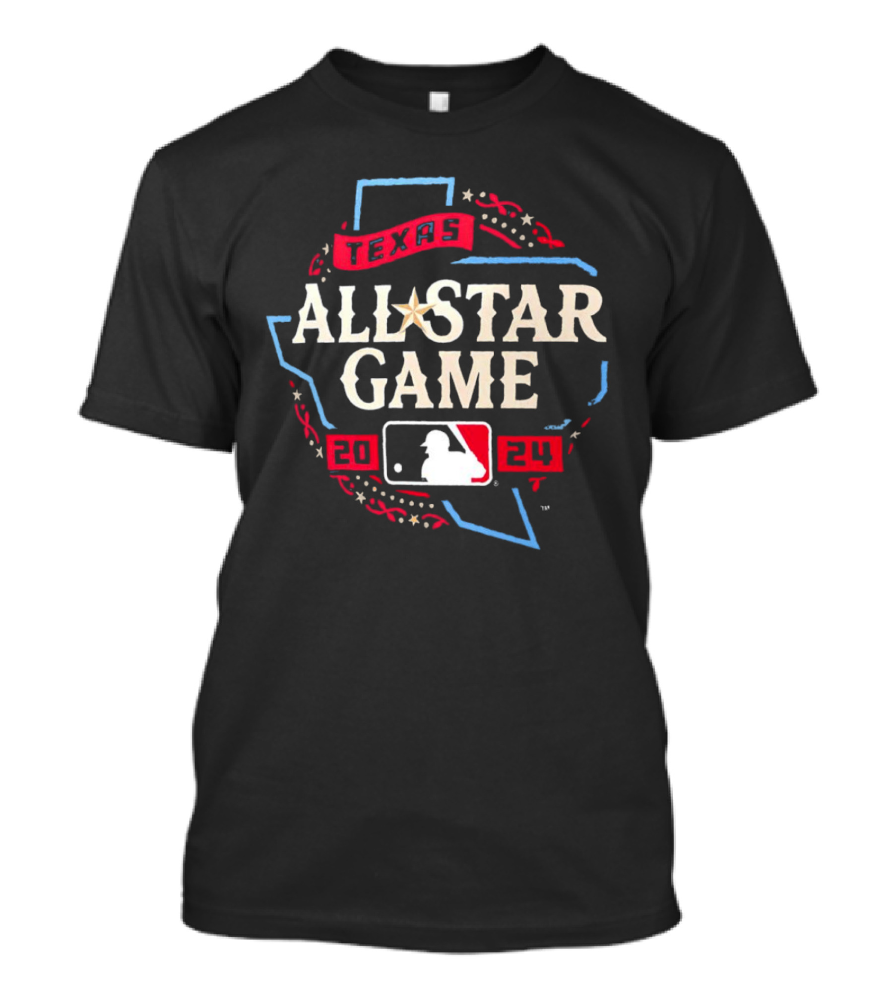 Texas All Star Game 2024 MLB Logo And State Outline T-Shirt