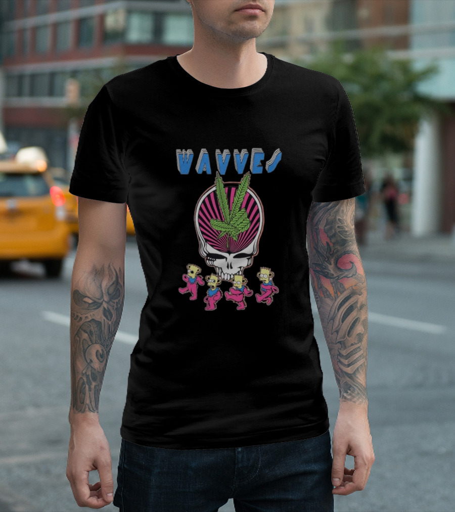 Wavves Psychedelic Skull With Dancing Bart Figures T-Shirt