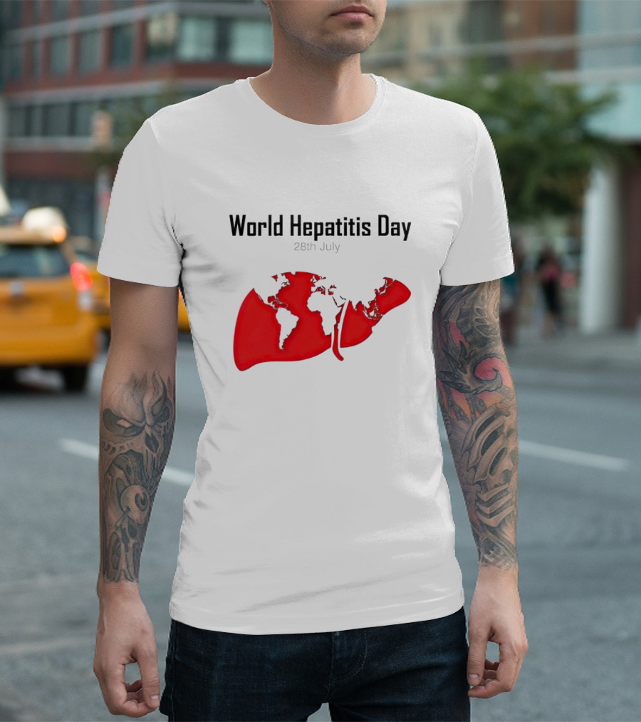 World Hepatitis Day 28th July Red Liver Map T-Shirt