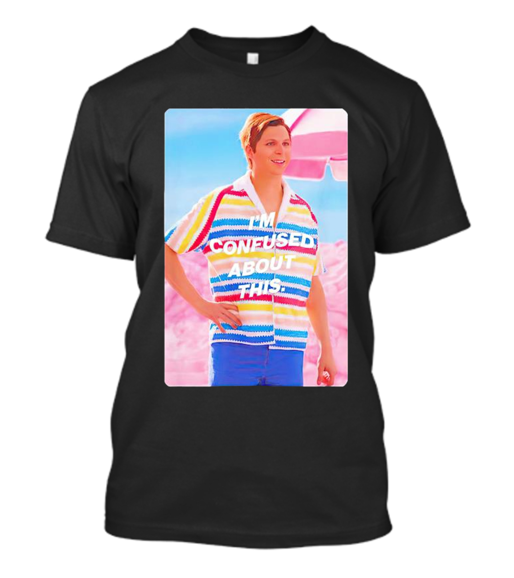 Barbie Allan I'm Confused About This Text Retro Striped T-Shirt