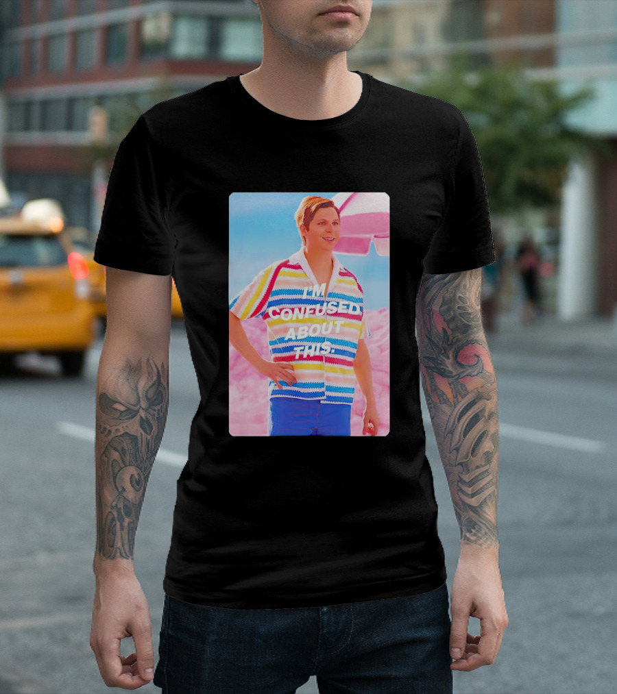 Barbie Allan I'm Confused About This Text Retro Striped T-Shirt