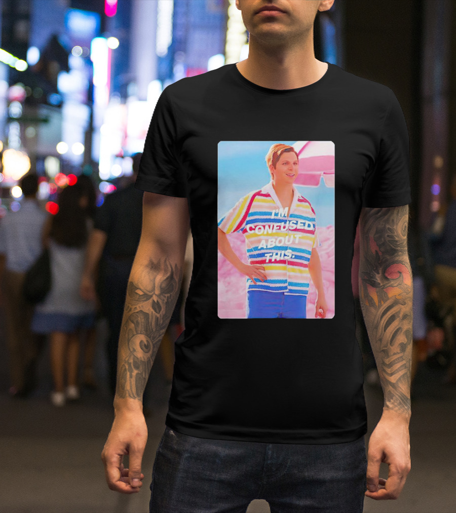 Barbie Allan I'm Confused About This Text Retro Striped T-Shirt