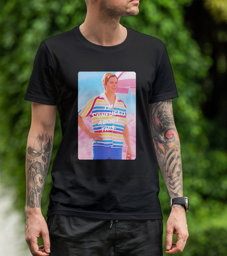 Barbie Allan I'm Confused About This Text Retro Striped T-Shirt