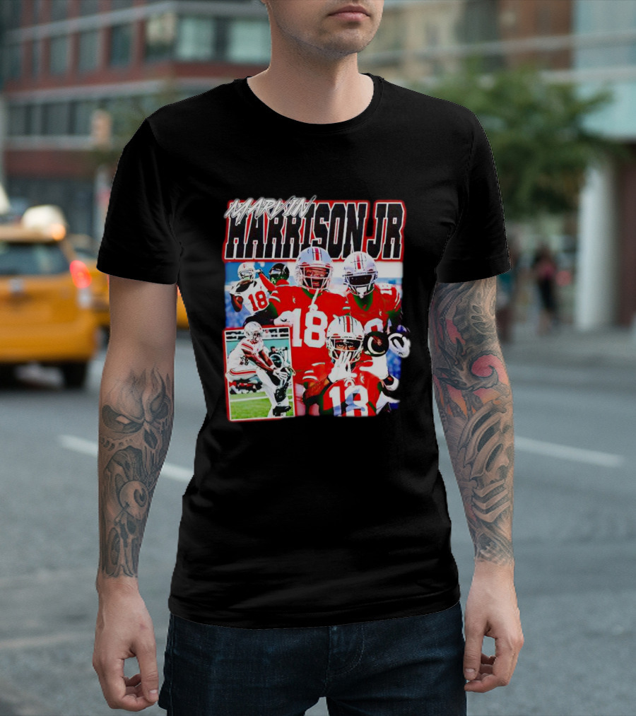 Marvin Harrison Jr Football Collage with Number 18 T-Shirt