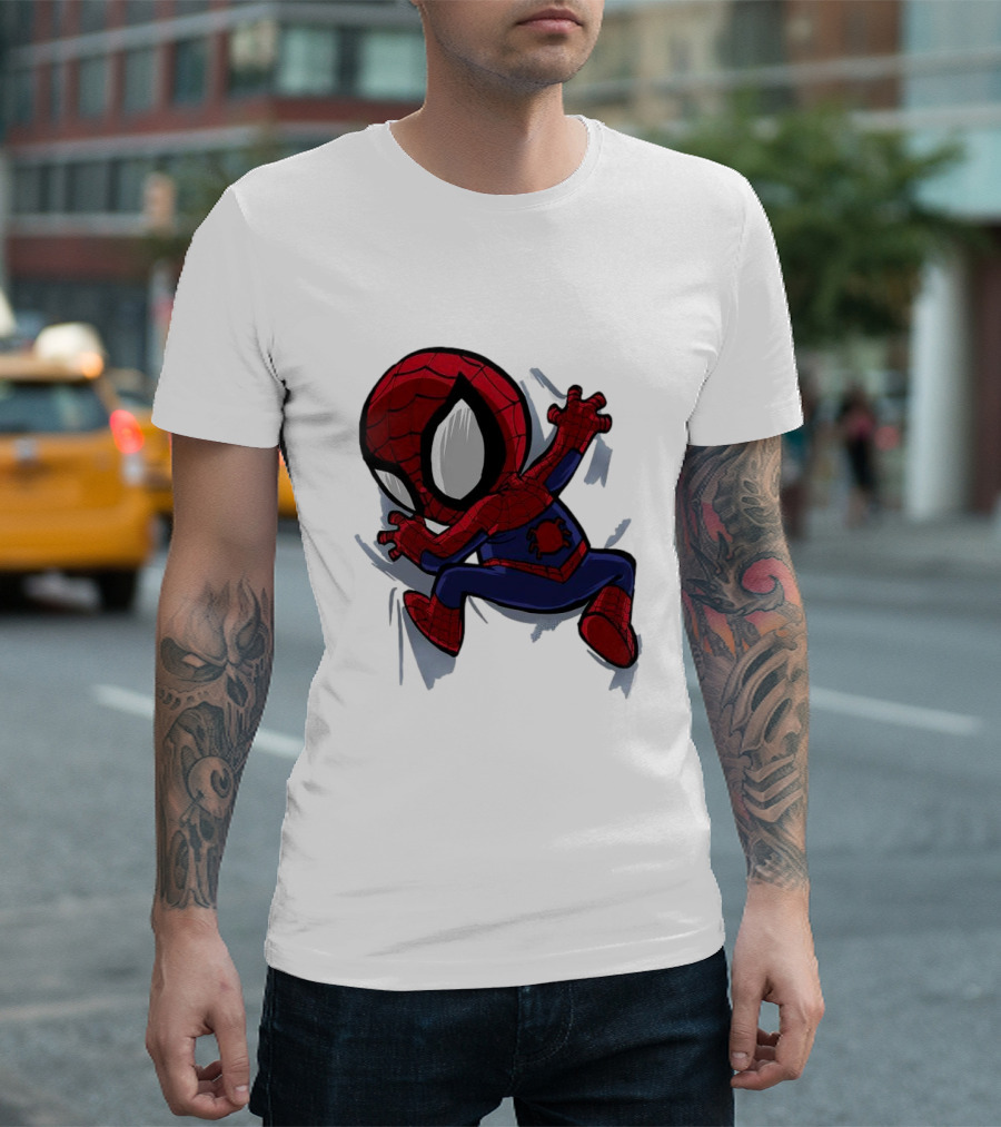 Portable Spider-Man Chibi Clinging Action T-Shirt