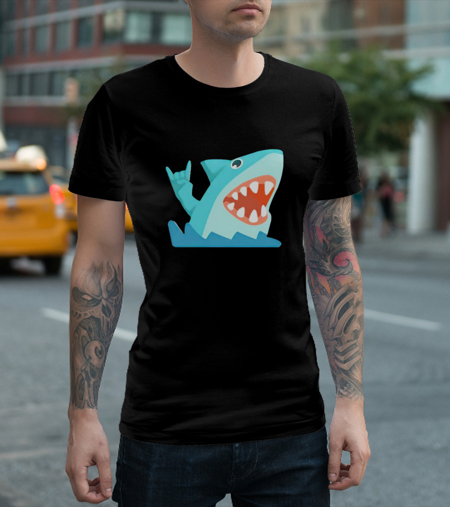 Shark Devil Horns Rock Gesture T-Shirt