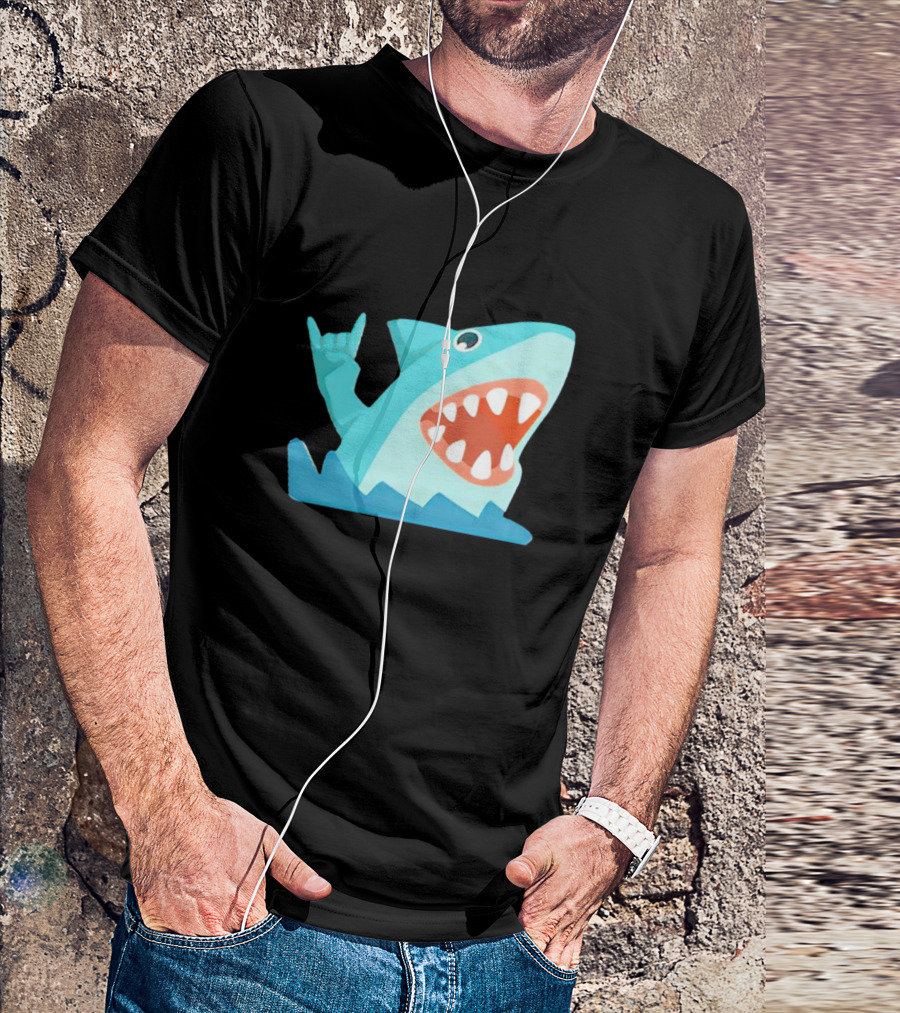 Shark Devil Horns Rock Gesture T-Shirt