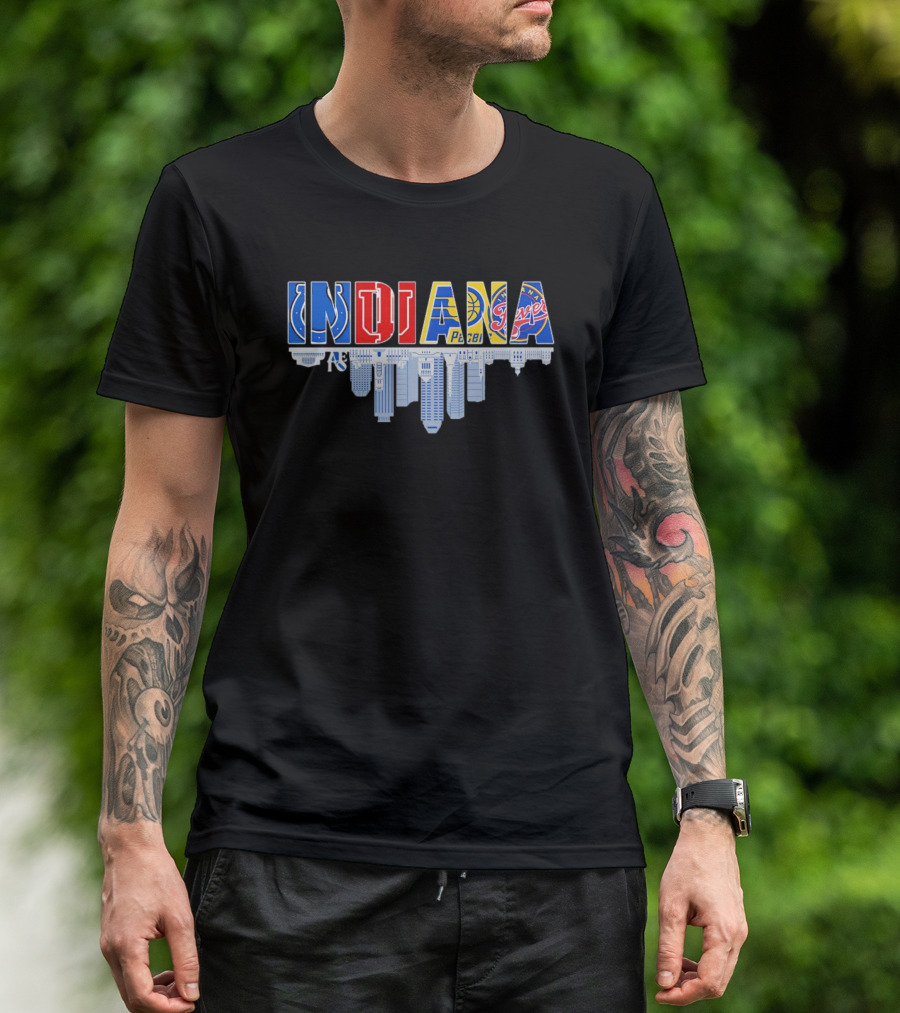 Indiana Colts Pacers Fever Skyline City Sports Icons T-Shirt