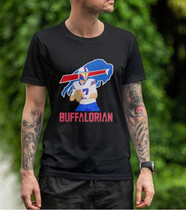 Buffalorian Josh Allen Buffalo Bills Mandalorian Helmet T-Shirt