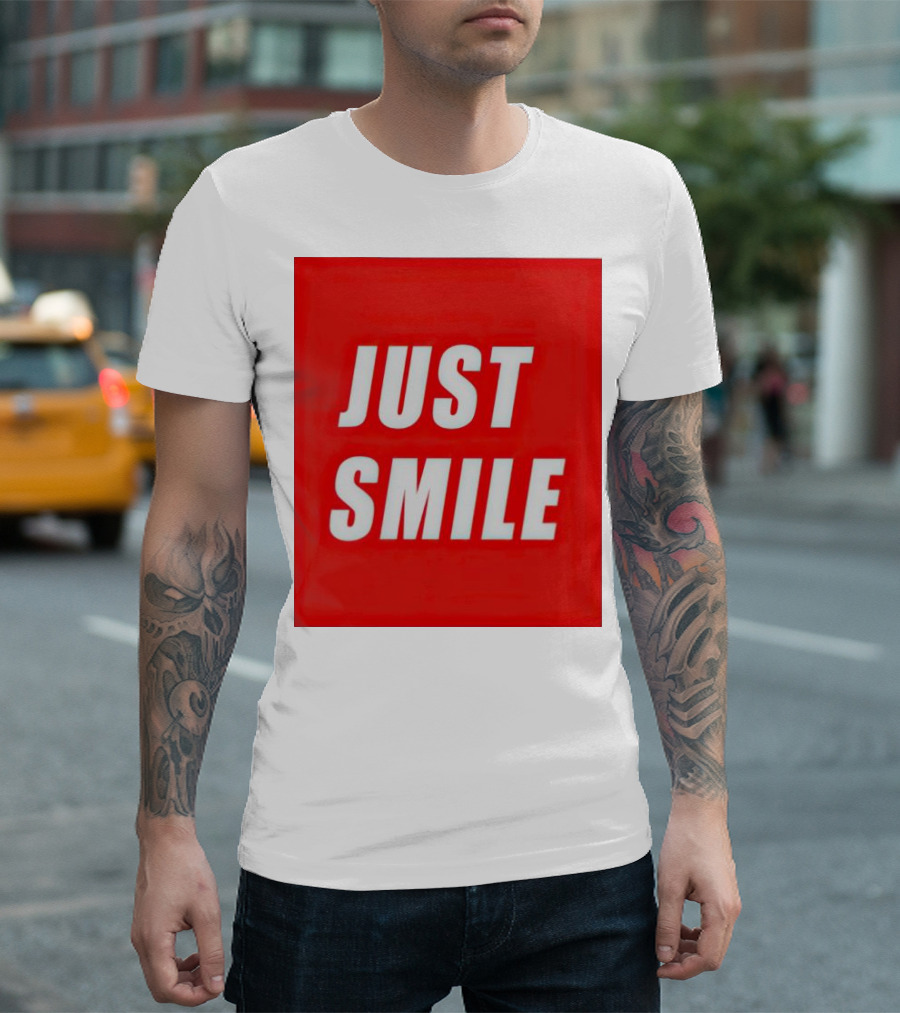 Just Smile Red Block T-Shirt