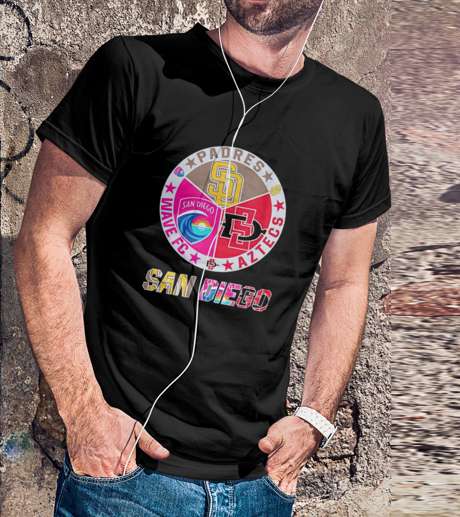 San Diego Padres Wave FC Aztecs Sports Team T-Shirt