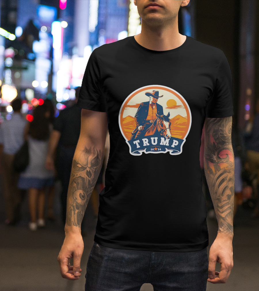 Trump Cowboy 2024 Vintage Western Theme Riding Horse T-Shirt