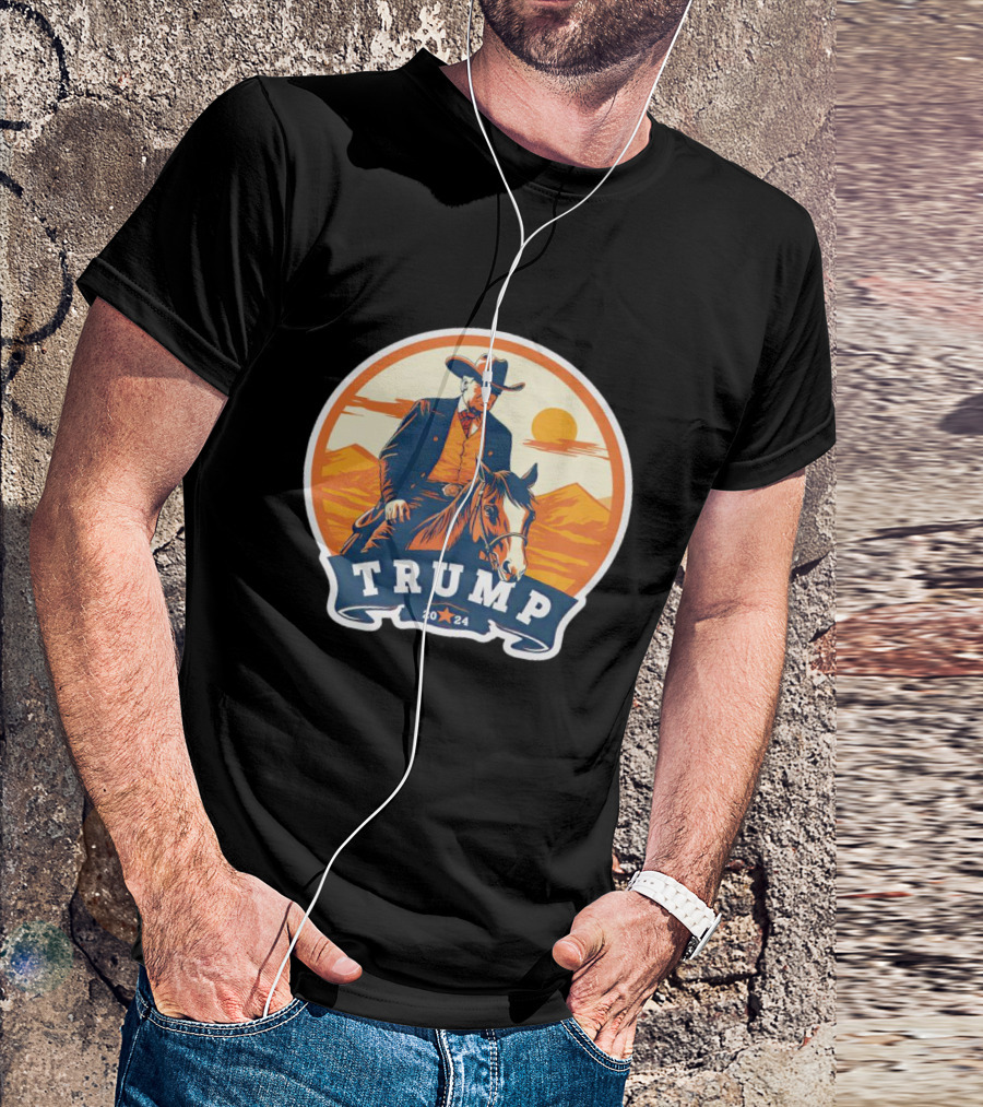 Trump Cowboy 2024 Vintage Western Theme Riding Horse T-Shirt