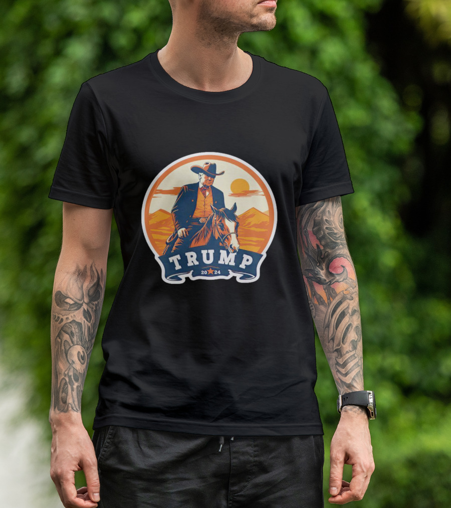 Trump Cowboy 2024 Vintage Western Theme Riding Horse T-Shirt