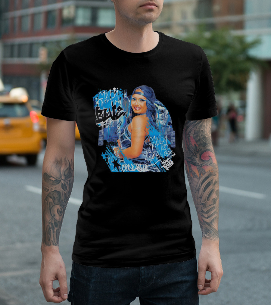Skye Blue Cold Blue Graffiti Style Streetwear T-Shirt