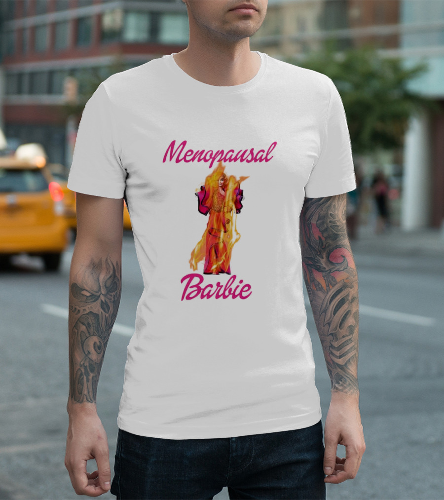 Menopausal Barbie On Fire In Vibrant Colors T-Shirt