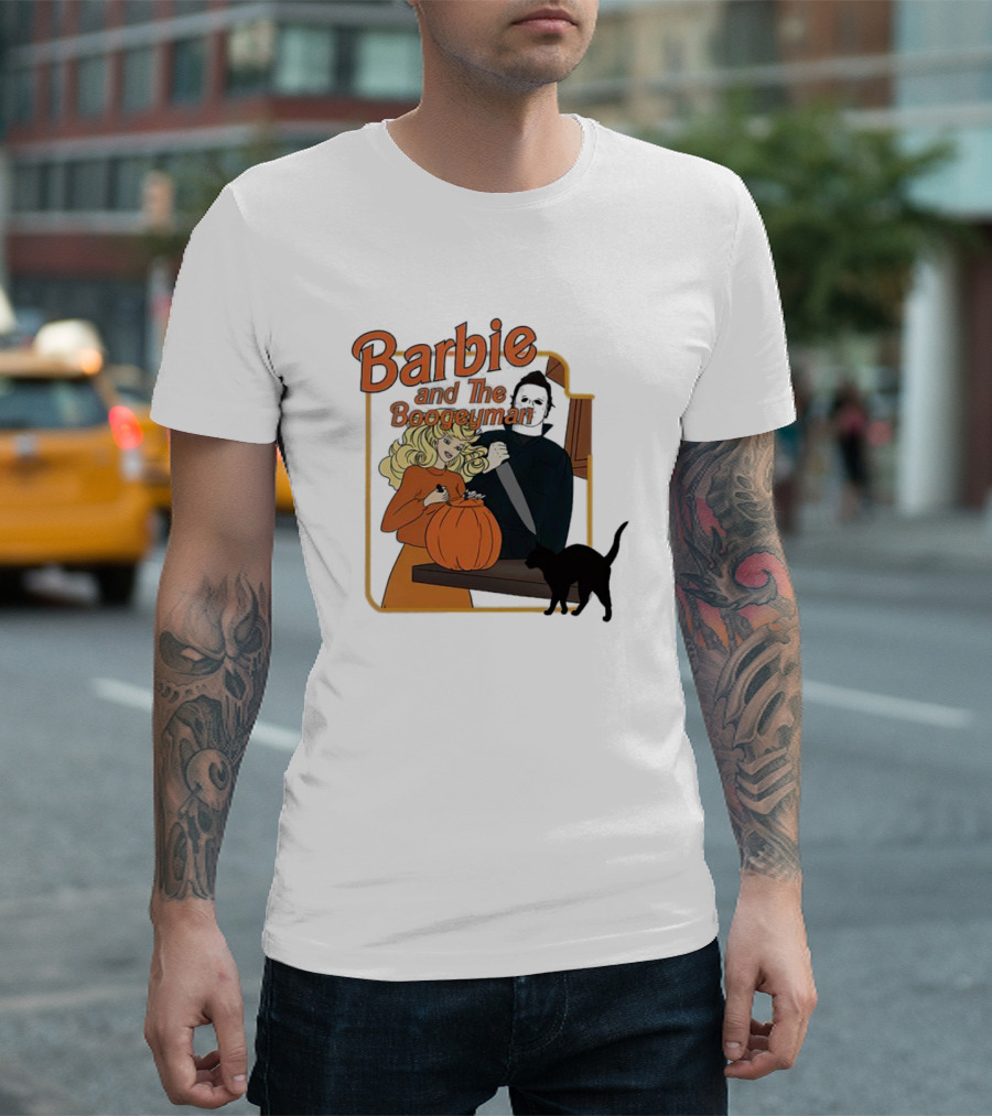 Barbie And The Boogeyman Halloween Pumpkin Cat Scene T-Shirt