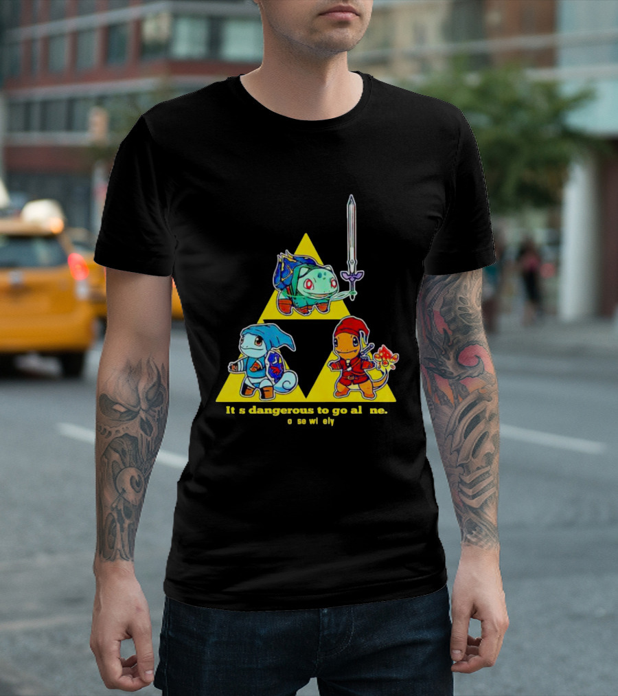 Pokemon Triforce Crossover It's Dangerous To Go Alone Choose Wisely T-Shirt