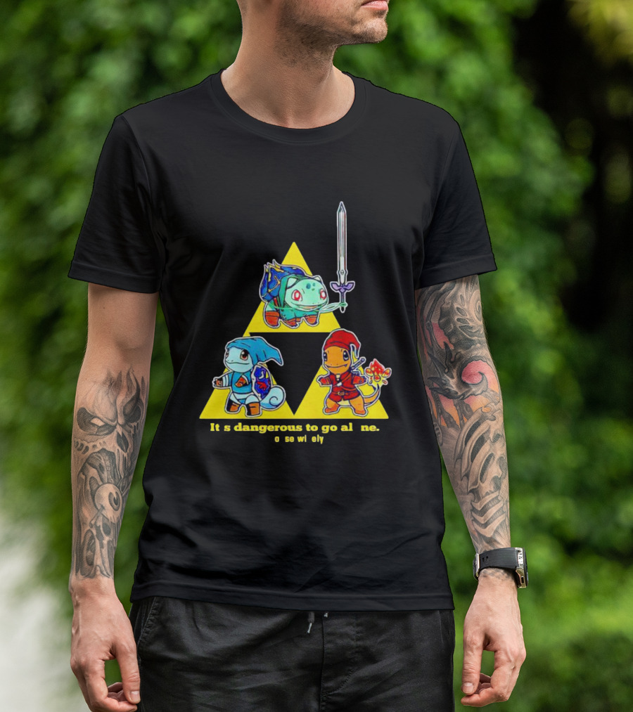 Pokemon Triforce Crossover It's Dangerous To Go Alone Choose Wisely T-Shirt
