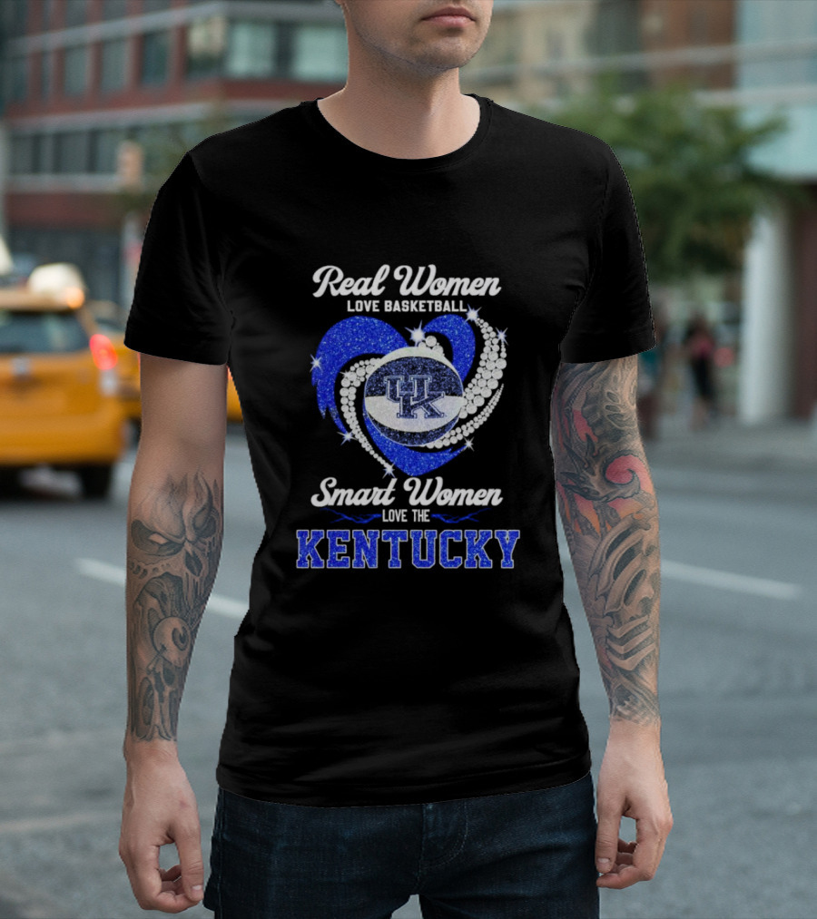Real Women Love Basketball Smart Women Love the Kentucky Wildcats Diamond Heart T-Shirt