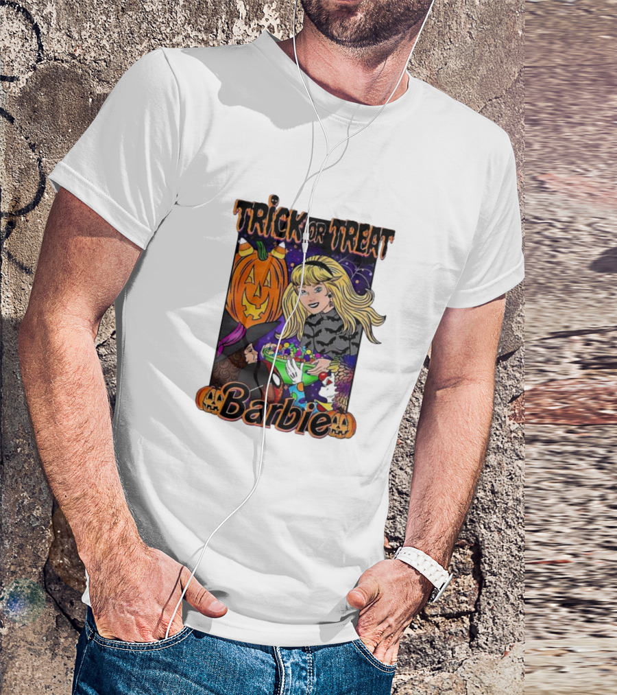 Trick Or Treat Barbie Halloween Pumpkin Candy Bowl T-Shirt