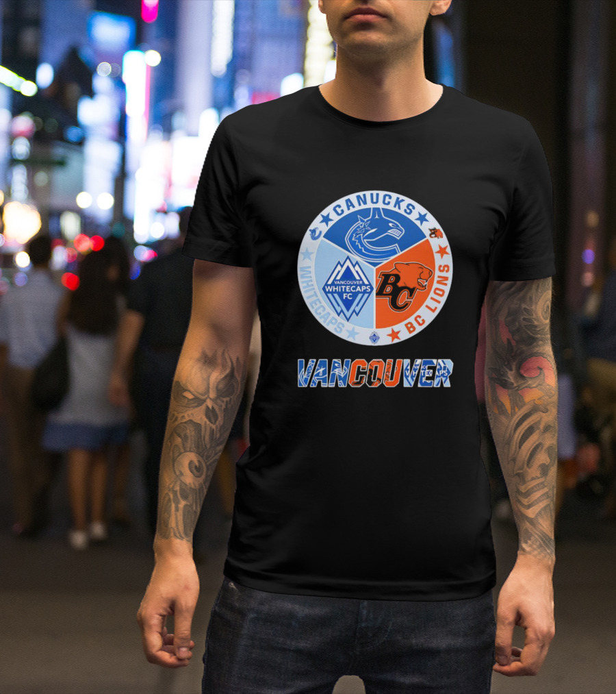 Vancouver Canucks Whitecaps BC Lions Sports Team T-Shirt