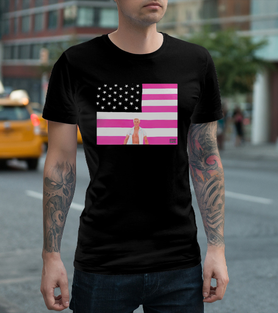 American Flag Barbie Ken Pink T-Shirt