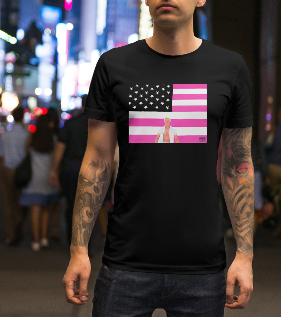 American Flag Barbie Ken Pink T-Shirt