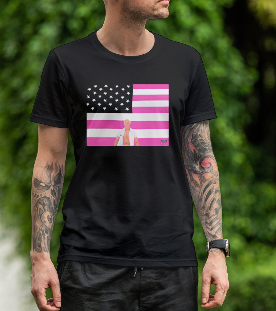 American Flag Barbie Ken Pink T-Shirt