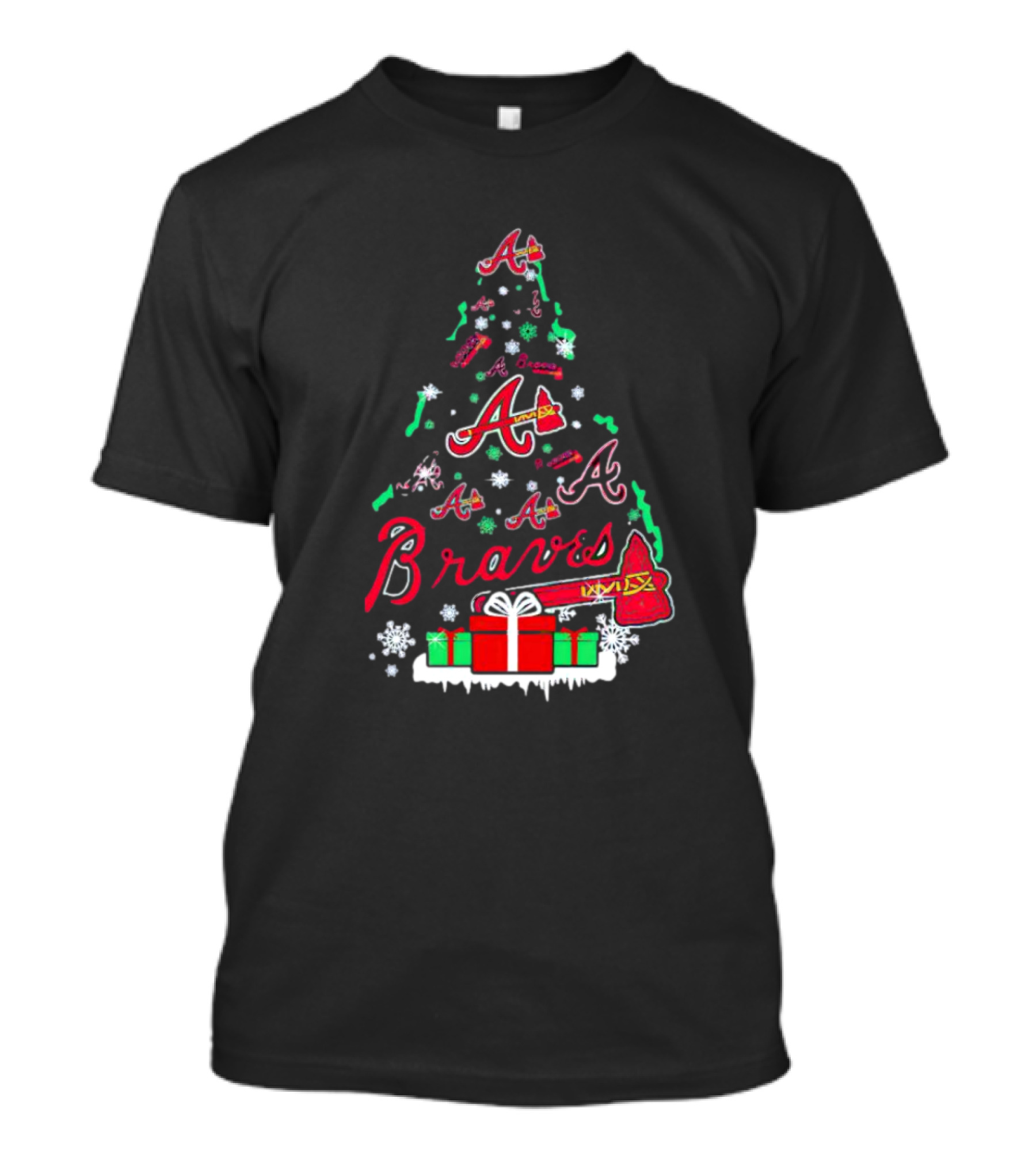 Atlanta Braves Christmas Tree Holiday T-Shirt