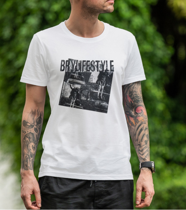 BRYLIFESTYLE Causing A Disturbance With Retro Car And Levitating Figures T-Shirt