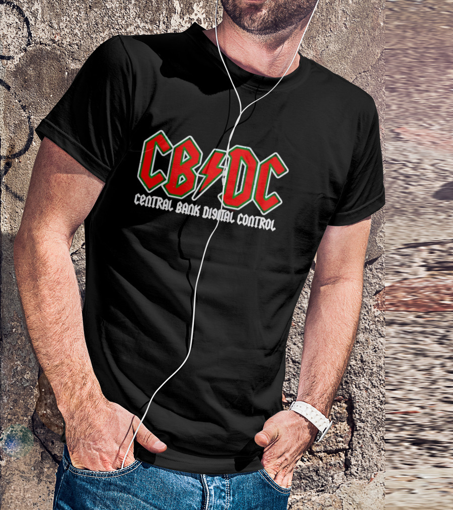 CBDC Central Bank Digital Control Parody Design With Rock Band Logo Influence T-Shirt