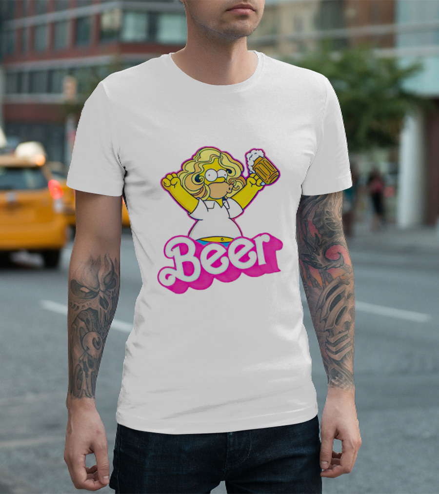 Barbie Homer Simpson Beer Mug T-Shirt