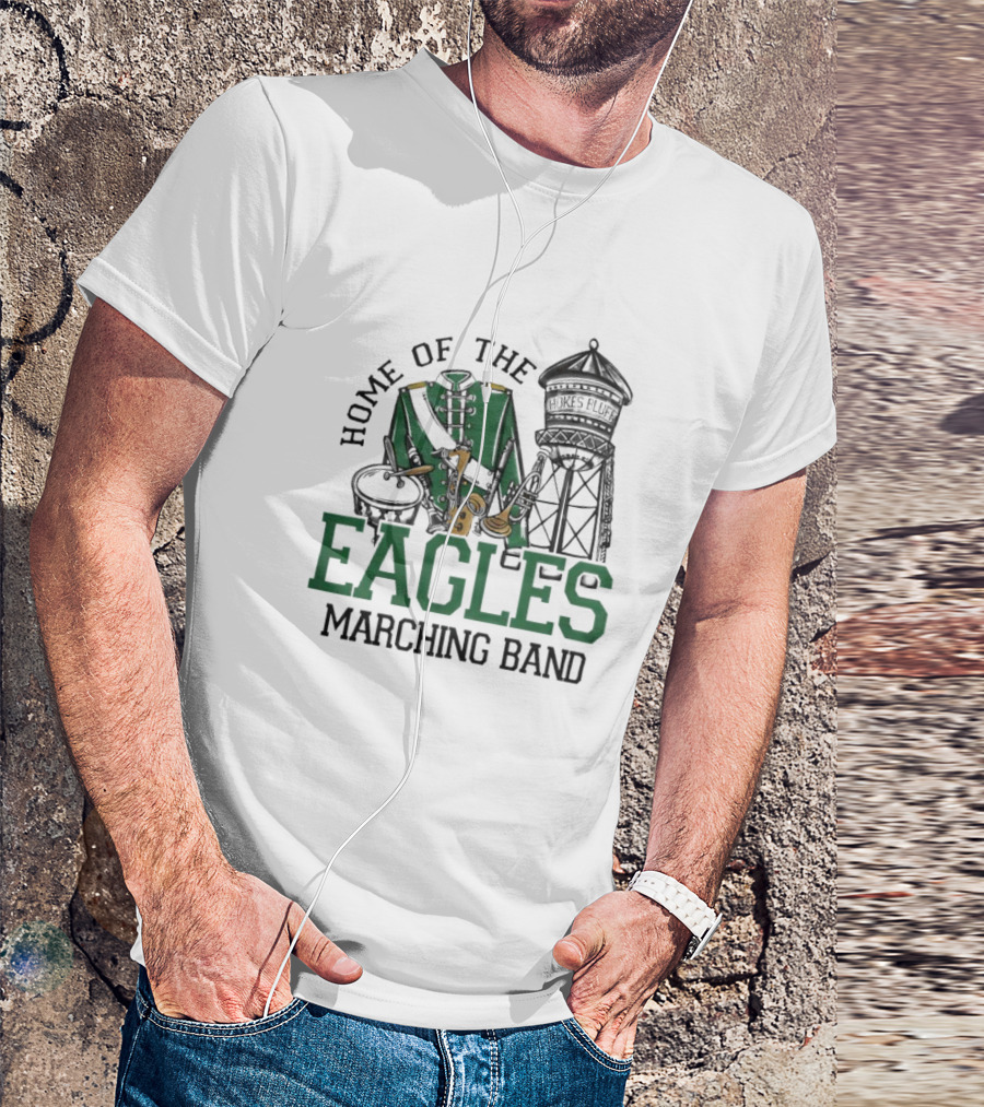 Home Of The Eagles Marching Band With Drum And Water Tower T-Shirt