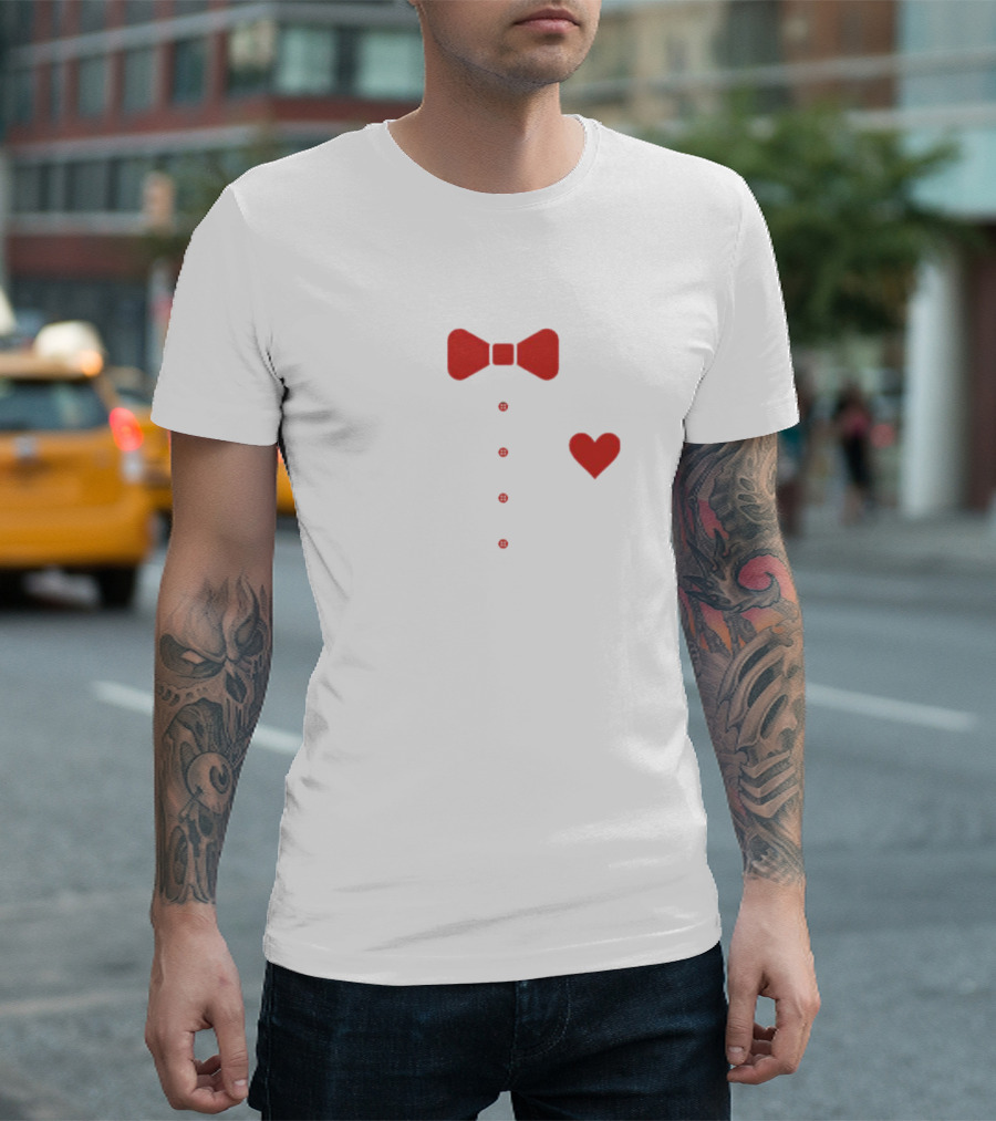 Pee Wee Bow Tie Red Heart Buttons T-Shirt