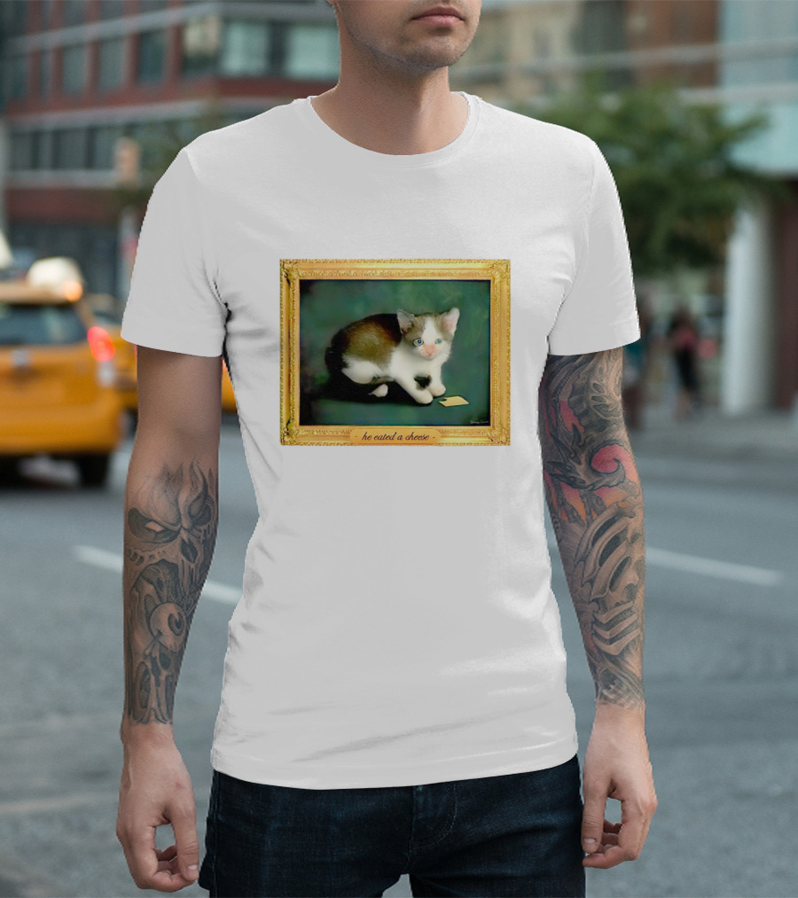 Cat He Eated a Cheese Framed T-Shirt