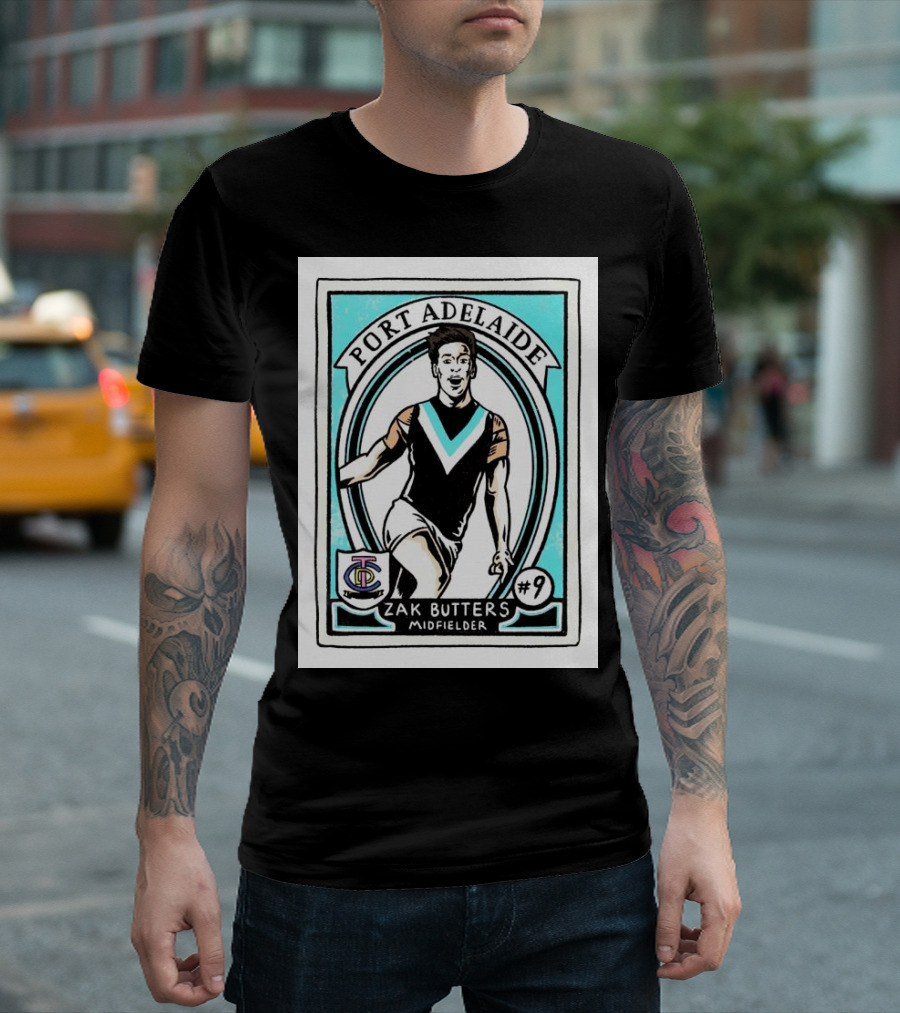 Port Adelaide Zak Butters #9 Midfielder Card T-Shirt
