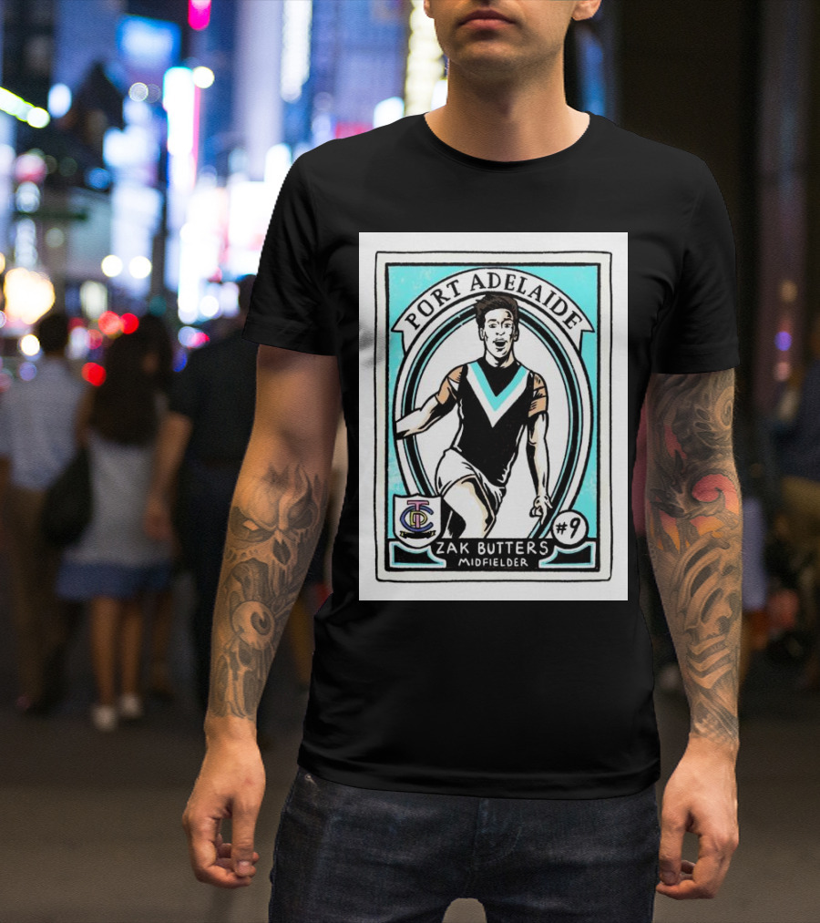 Port Adelaide Zak Butters #9 Midfielder Card T-Shirt