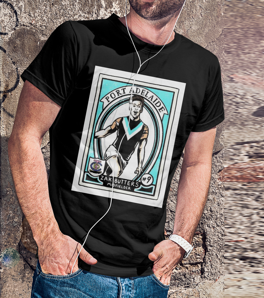 Port Adelaide Zak Butters #9 Midfielder Card T-Shirt