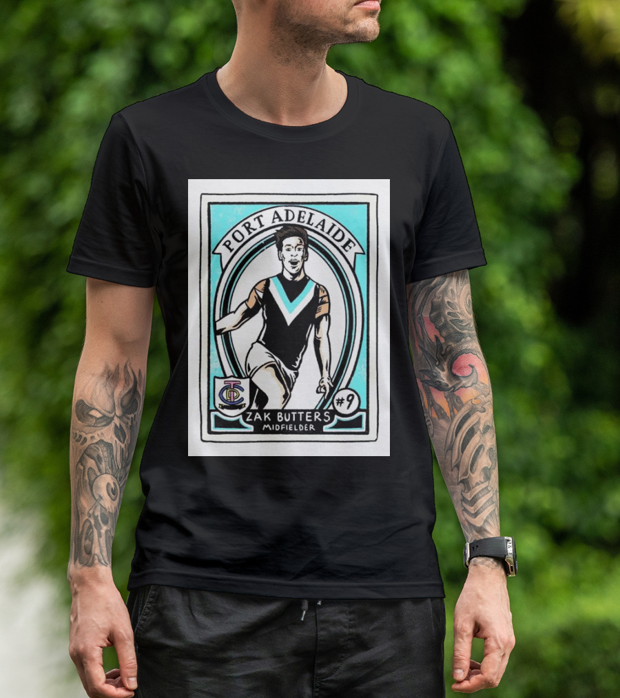 Port Adelaide Zak Butters #9 Midfielder Card T-Shirt
