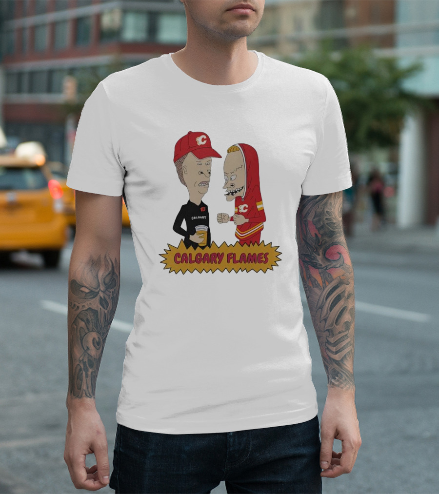 Beavis And Butt-Head Calgary Flames Hockey Fan Characters T-Shirt