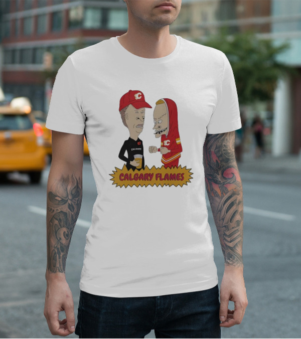 Beavis And Butt-Head Calgary Flames Hockey Fan Characters T-Shirt