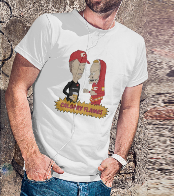 Beavis And Butt-Head Calgary Flames Hockey Fan Characters T-Shirt