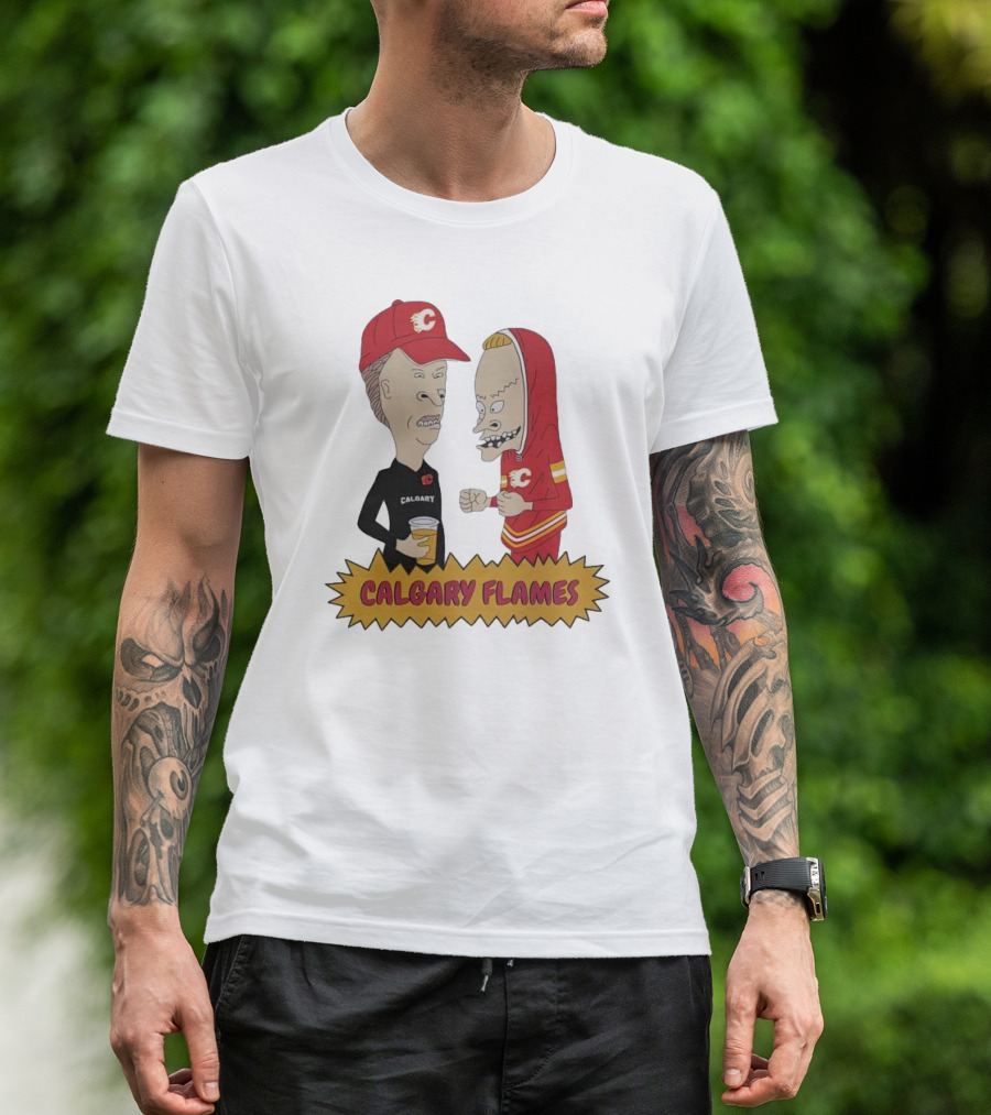 Beavis And Butt-Head Calgary Flames Hockey Fan Characters T-Shirt