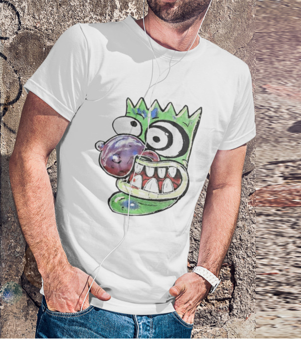 Hypno Eggplant Cartoon Fusion Character With Whimsical Eyes And Grinning Teeth T-Shirt