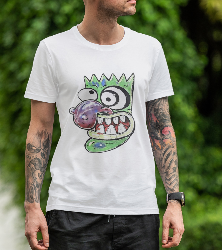 Hypno Eggplant Cartoon Fusion Character With Whimsical Eyes And Grinning Teeth T-Shirt
