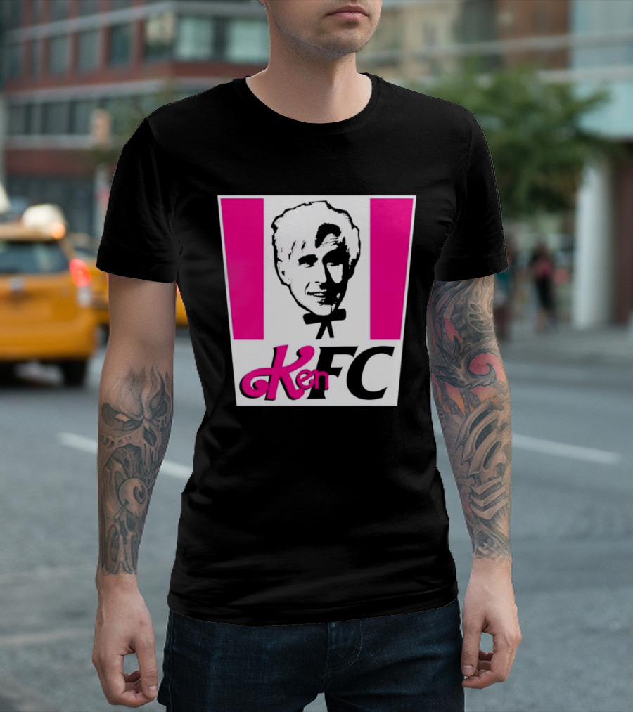 KenFC Barbie Colonel Silhouette Pink and White T-Shirt