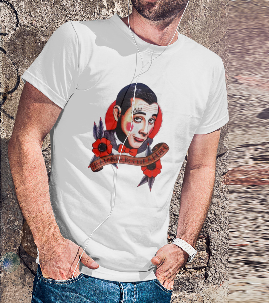 Men’s Funny Pee Wee Herman Rebel Tattoo Style Art With Flowers And Red Bow Tie T-Shirt