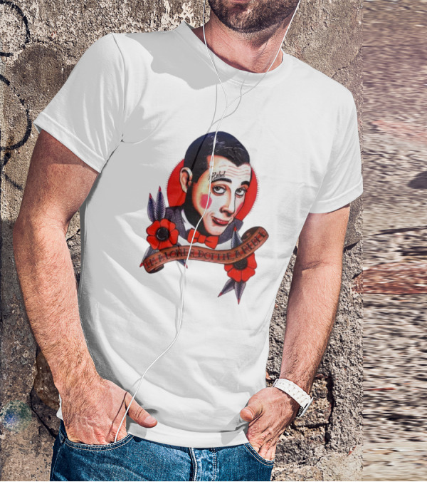 Men’s Funny Pee Wee Herman Rebel Tattoo Style Art With Flowers And Red Bow Tie T-Shirt