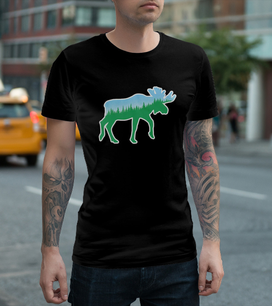 Moose Tree Forest Skyline T-Shirt